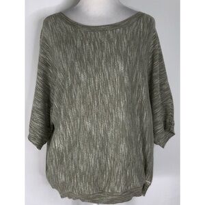 DKNY NWT Jeans Sage & White Soft Dolman Short Sleeve Casual Career Sweater S…